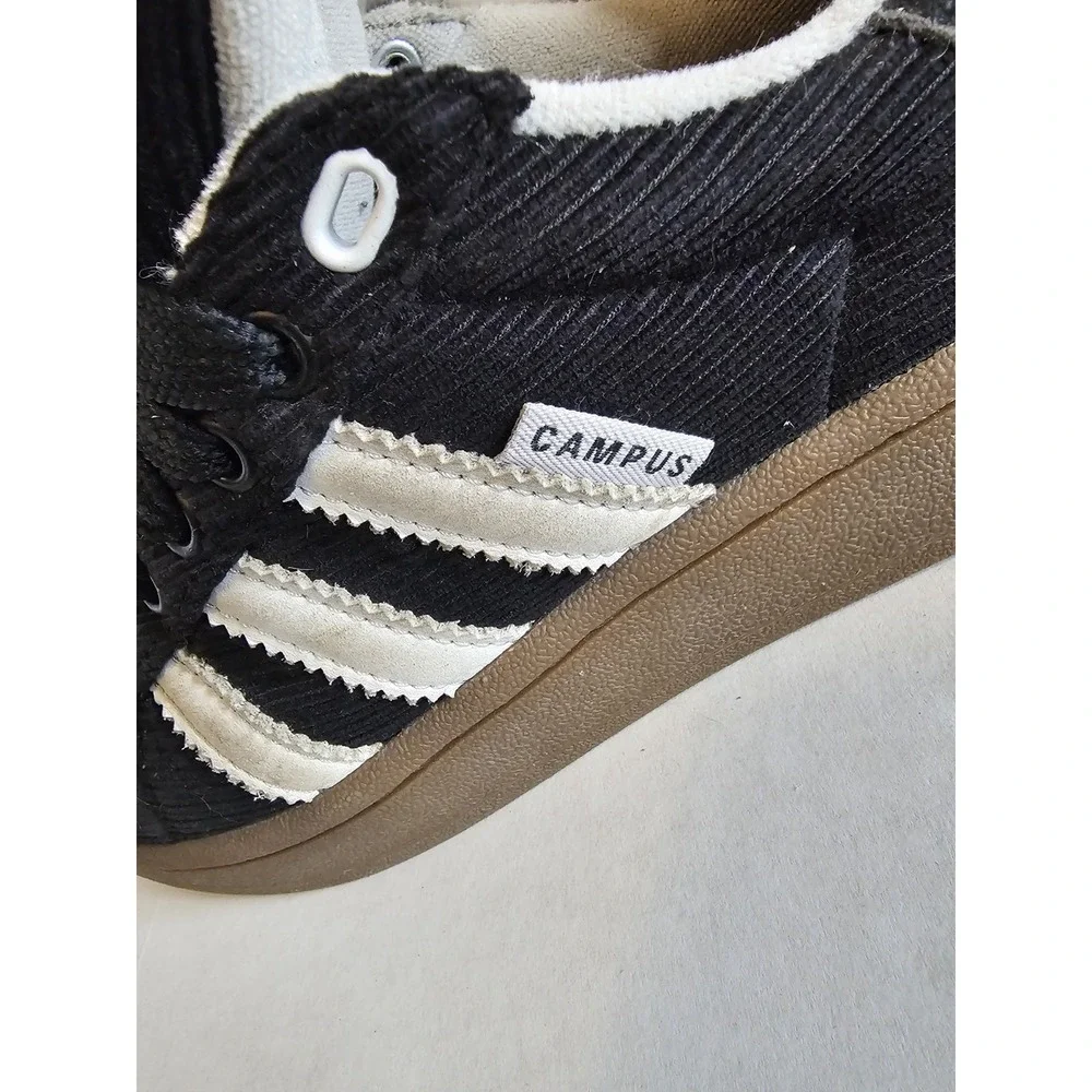 Adidas Campus Black White Gum Sole Sneakers Men's 6 Corduroy Upper - Picture 4 of 8